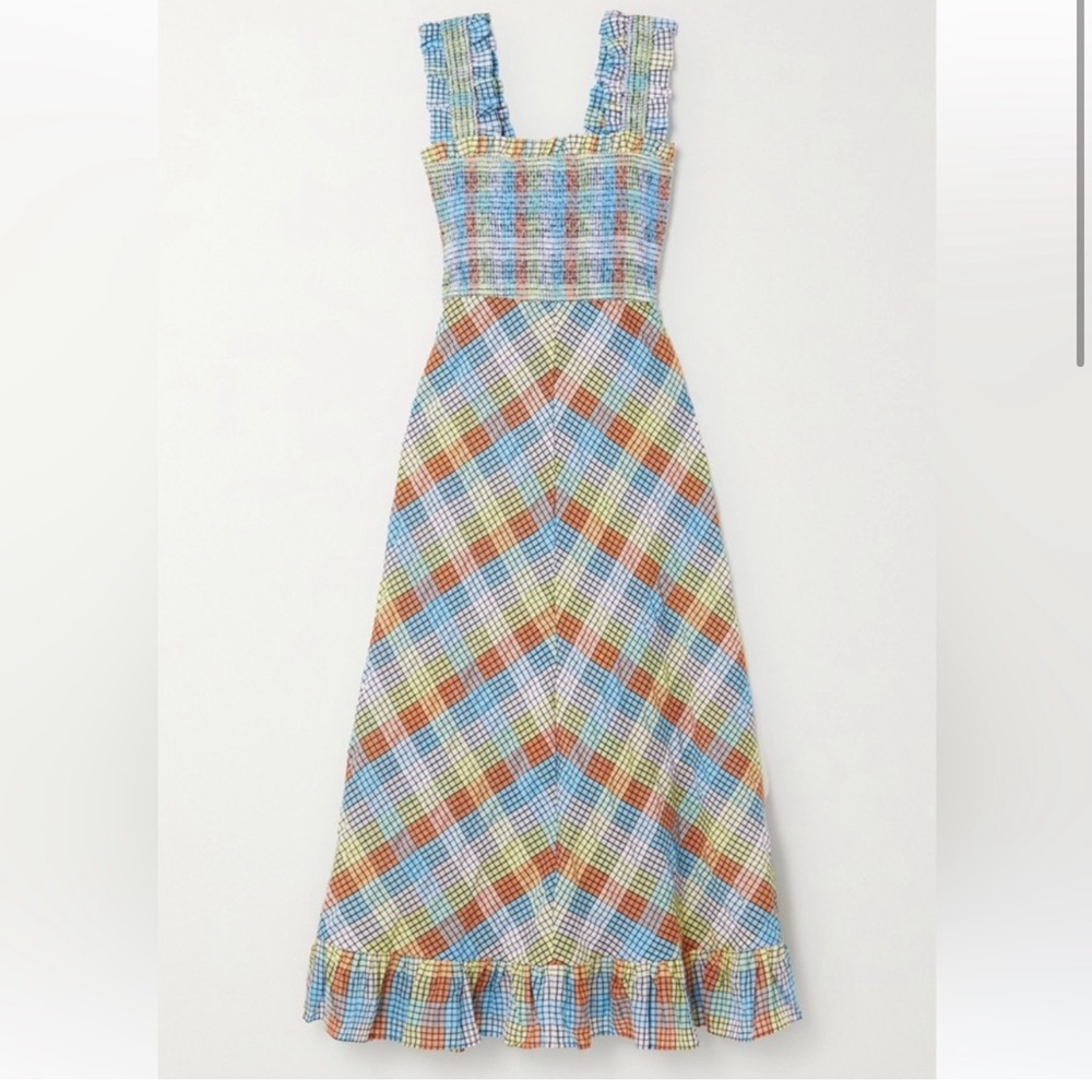 GANNI multicolor seersucker plaid dress - Picture 2 of 11